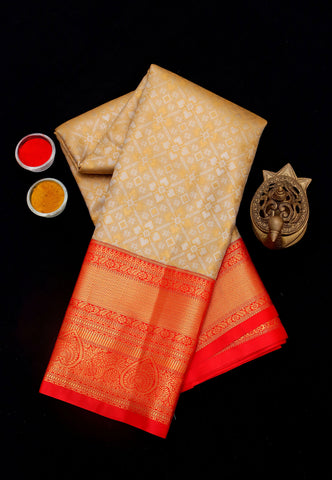 Handlooms Bridal Saree with Stripes and with Temple Border-(SA-485)