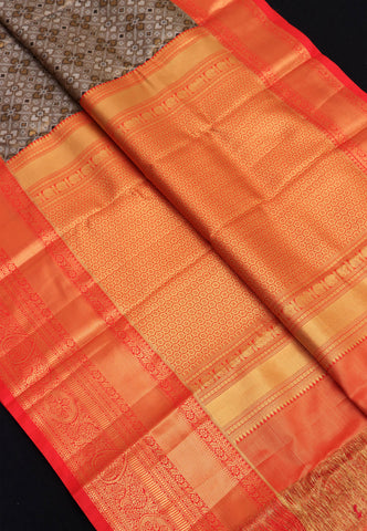 Handlooms Bridal Saree with Stripes and with Temple Border-(SA-486)