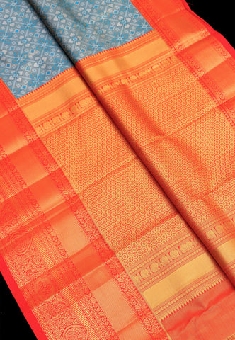 Handlooms Bridal Saree with Stripes and with Temple Border-(SA-482)