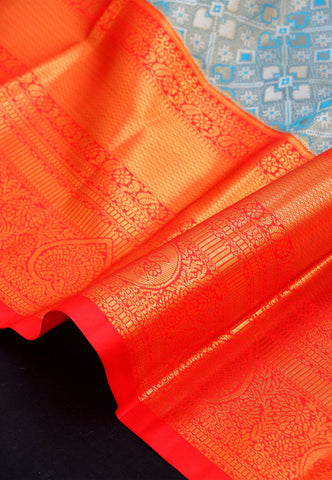 Handlooms Bridal Saree with Stripes and with Temple Border-(SA-482)