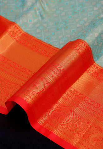 Handlooms Bridal Saree with Stripes and with Temple Border-(SA-483)