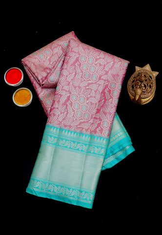 Handlooms Bridal Saree with Stripes and with Temple Border-(SA-490)