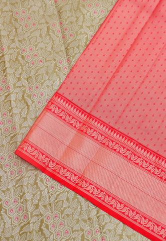 Handlooms Bridal Saree with Stripes and with Temple Border-(SA-489)