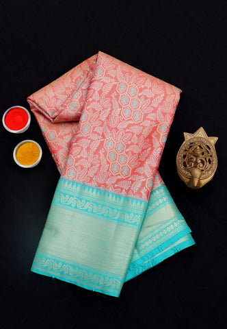 Handlooms Bridal Saree with Stripes and with Temple Border-(SA-491)