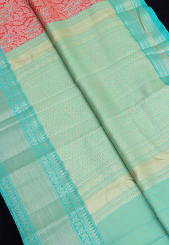 Handlooms Bridal Saree with Stripes and with Temple Border-(SA-491)