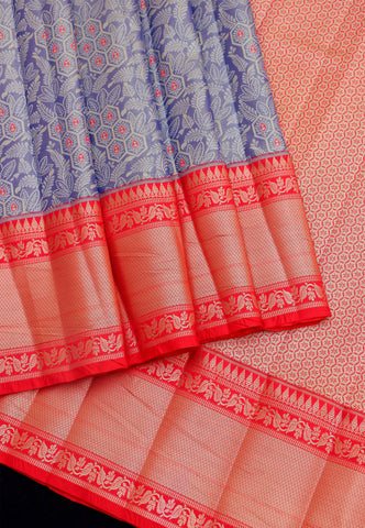 Handlooms Bridal Saree with Stripes and with Temple Border-(SA-487)