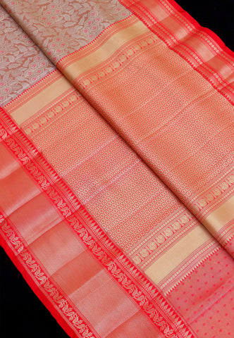 Handlooms Bridal Saree with Stripes and with Temple Border-(SA-488)