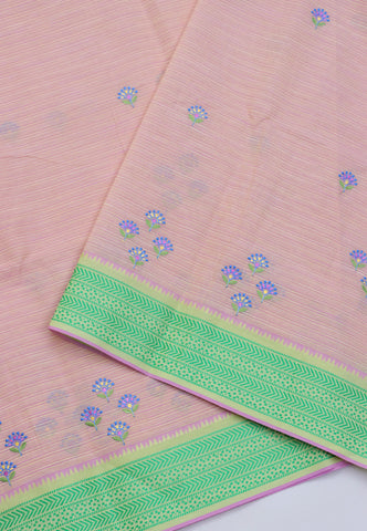 Embroidery Saree With Brown Collur and Border with Green Shade - (SA-357)