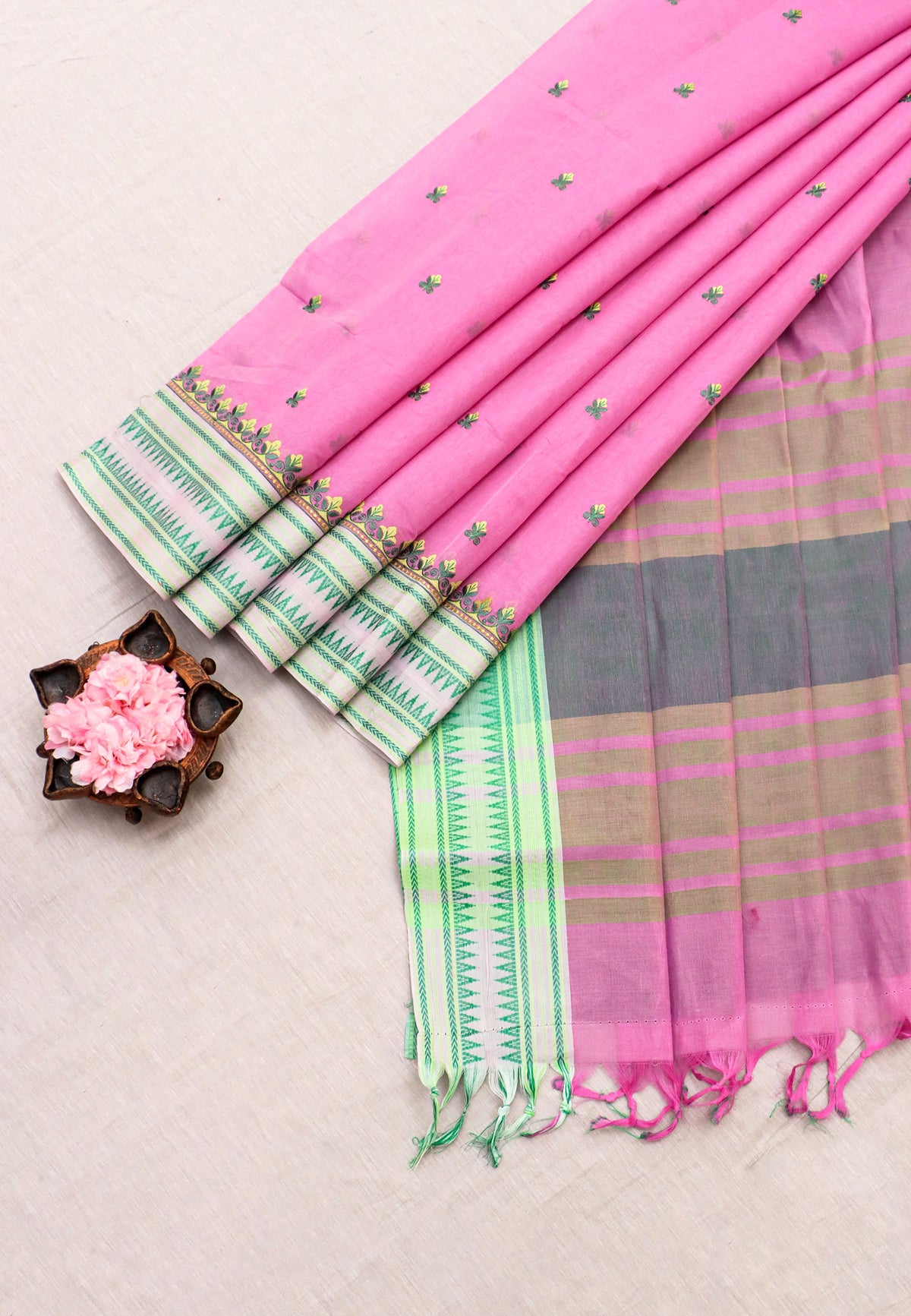 KANCHI COTTON WORK SAREE - (DW-043}