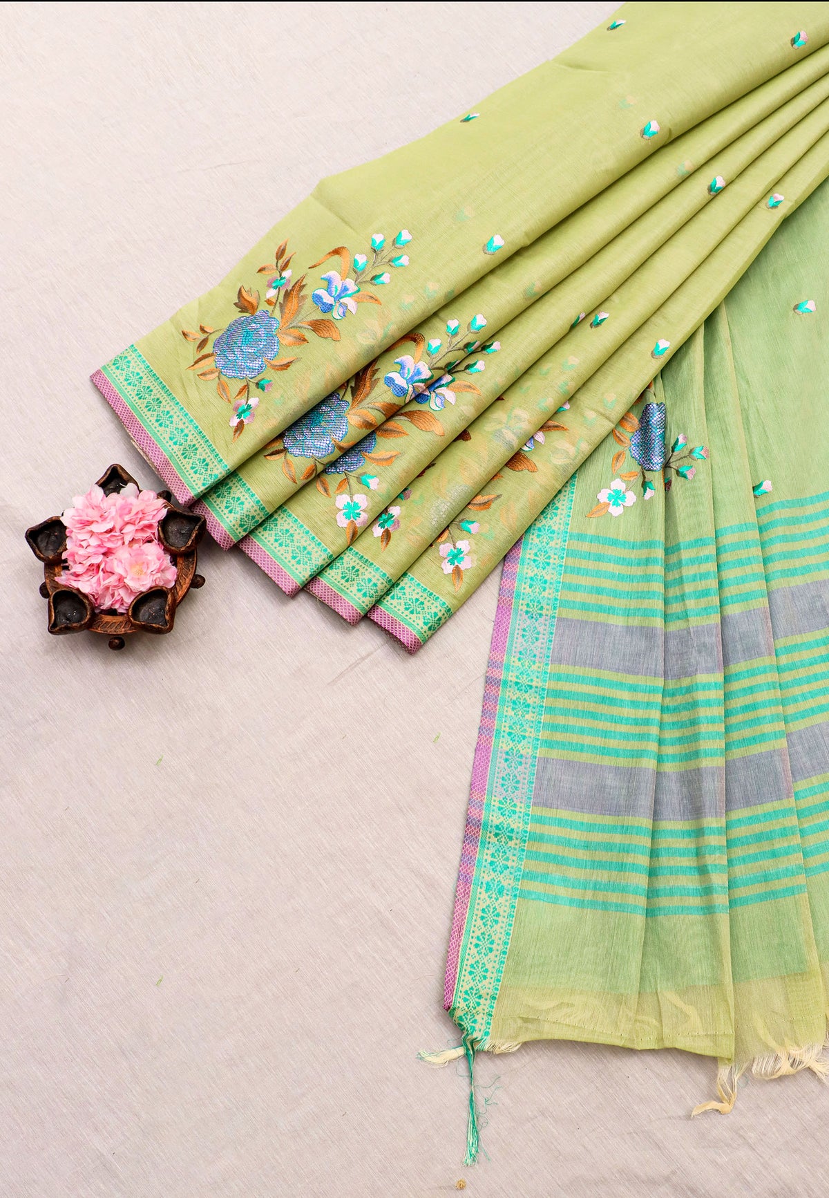 KANCHI COTTON WORK SAREE - (DW-046)