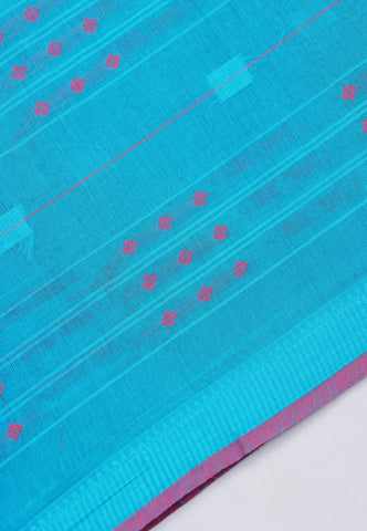 Kollam Katari Khadi With  Blue Collur and Border with Pink Shade - (SA-239)