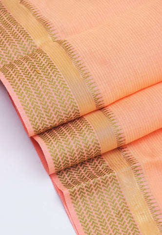 Embroidery Saree With Orange Collur and Border with Gold Shade - (SA-389)