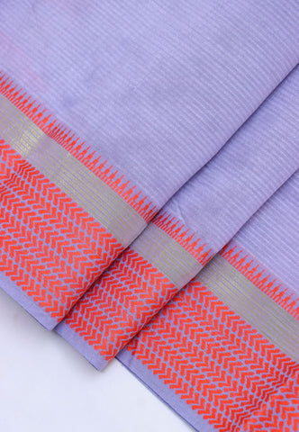 Embroidery Saree With Purple Collur and Border with Red Shade - (SA-387)
