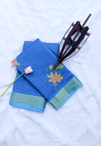 SEMI MUGA WORK SAREES-(DW-001)