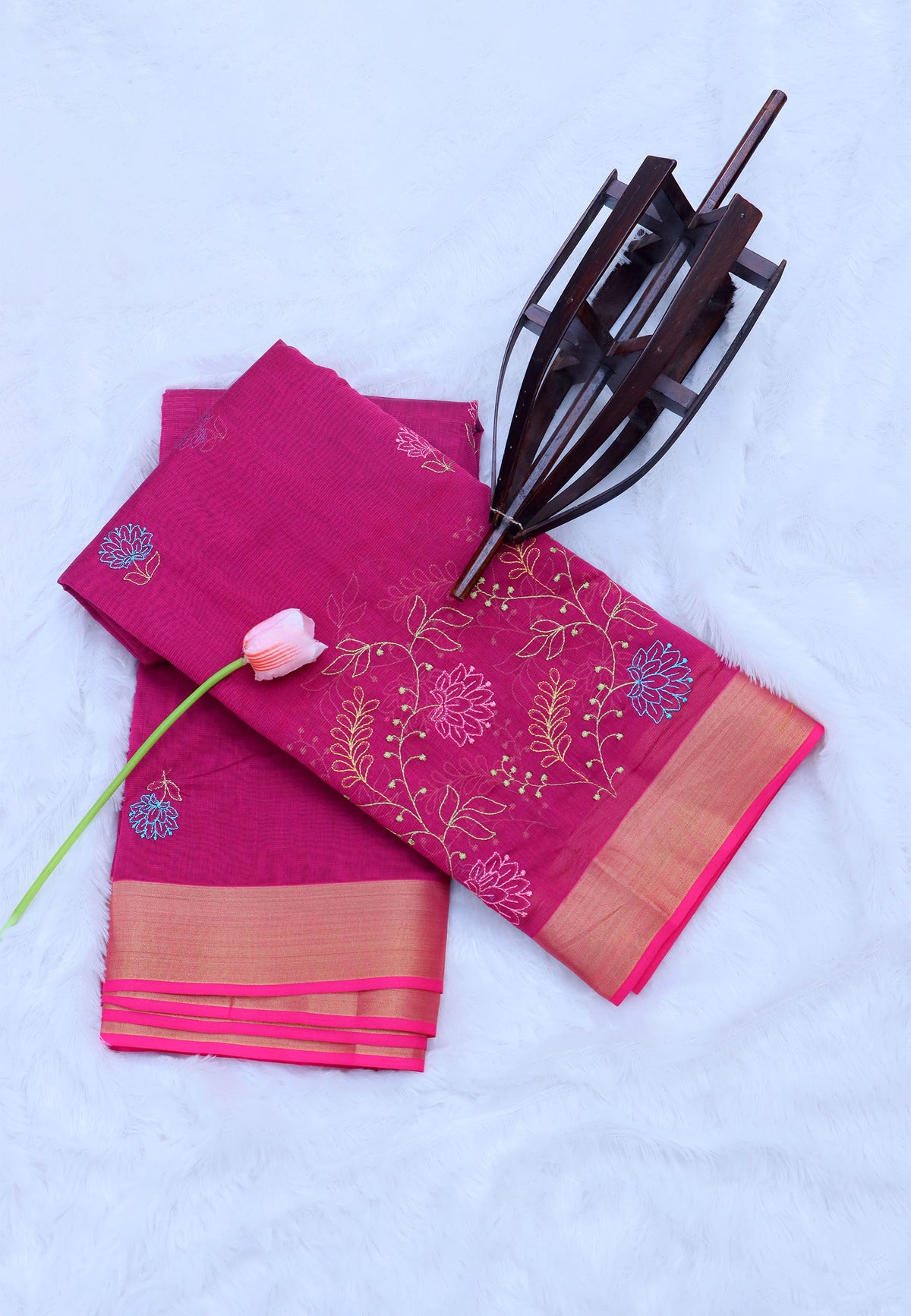 SEMI MUGA WORK SAREES-(DW-011)