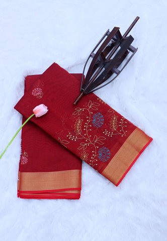 SEMI MUGA WORK SAREES-(DW-010)