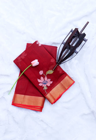 SEMI MUGA WORK SAREES-(DW-002)