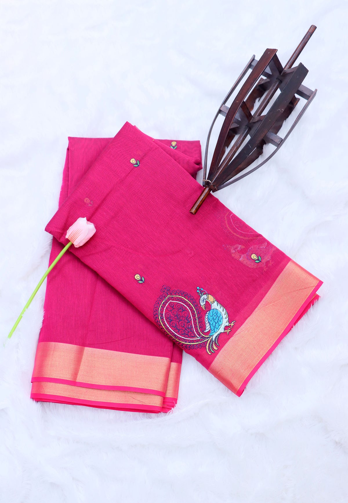 SEMI MUGA WORK SAREES-(DW-015)