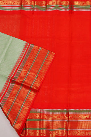 Kuppadam Saree - Light Grean Red Border Texture -(SA-144) - Dakshin Weaves