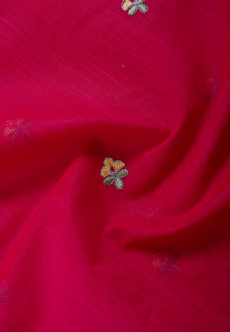 Kollam Katari Khadi With  Red Collur and Border with Green Shade - (SA-214)