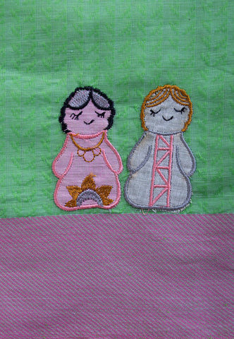 Kollam Katari Khadi With Green Collur and Border with Dark Pink Shade - (SA-221)