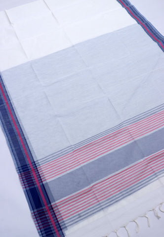 Kollam Katari Khadi With Cream Collur and Border with Pink Shade - (SA-043)