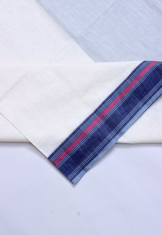 Kollam Katari Khadi With Cream Collur and Border with Pink Shade - (SA-043)