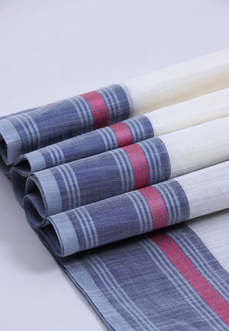 Kollam Katari Khadi With Cream Collur and Border with Pink Shade - (SA-043)