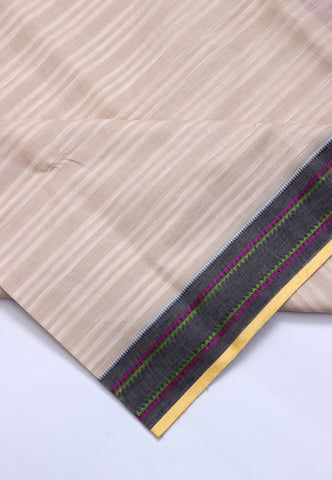 Kollam Katari Khadi With Cream Collur and Border with Gray Shade - (SA-035)