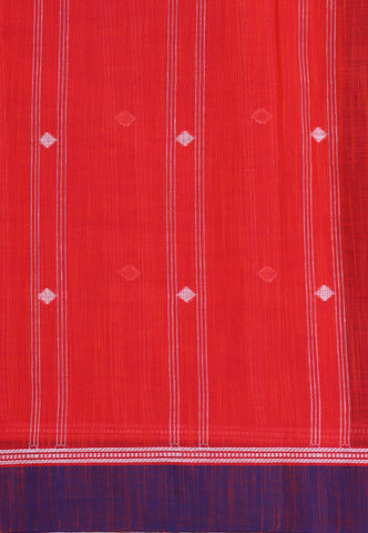 Kollam Katari Khadi With Red Collur and Border with Blue Shade-(SA-028)