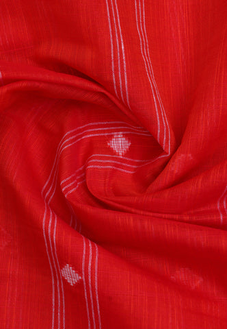 Kollam Katari Khadi With Red Collur and Border with Blue Shade-(SA-028)