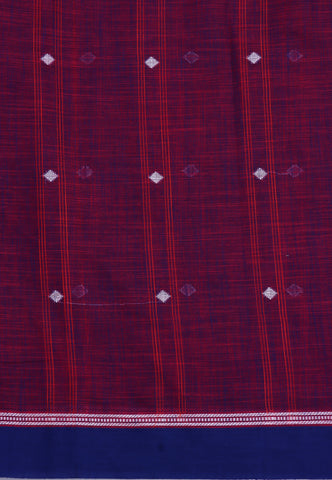 Kollam Katari Khadi With Red Collur and Border with Blue Shade-(SA-028)