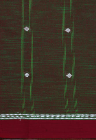 Kollam Katari Khadi With Green Colour and Border with Maroon Shade-(SA-019)