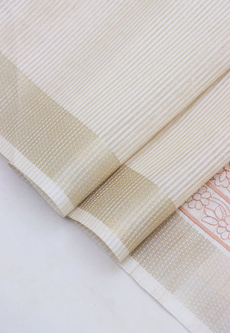 Embroidery Saree With Cream Collur and Border with Gold Shade - (SA-392)