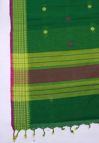Kollam Katari Khadi With Green Collur and Border with Pink Shade-(SA-027)