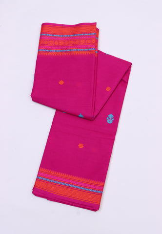 Kollam Katari Khadi With Pink Collur and Border with Pink Shade-(SA-014)