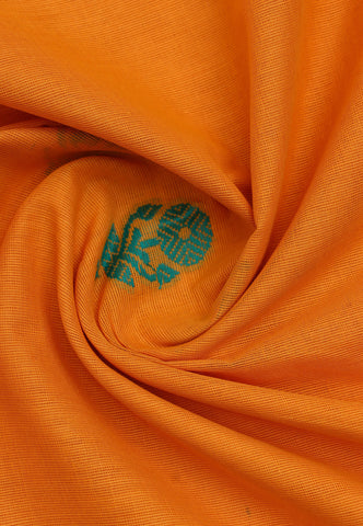 Kollam Katari Khadi With Orange Collur and Border with Blue Shade-(SA-015)