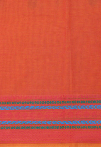 Kollam Katari Khadi With Orange Collur and Border with Blue Shade-(SA-015)