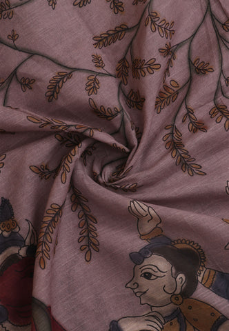 Khadi Digital Print Saree with Brown Colour and Border With Blue Shade-(SA-579)