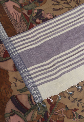 Digital Print Saree with Brown Colour and Border With Blue Shade-(SA-581)