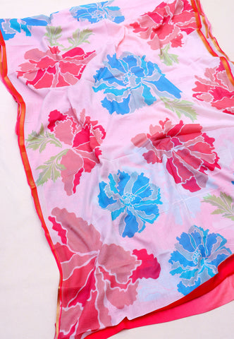 Malabari Digital Print Saree with Cream Colour and Border With Red Shade - (SA-564)