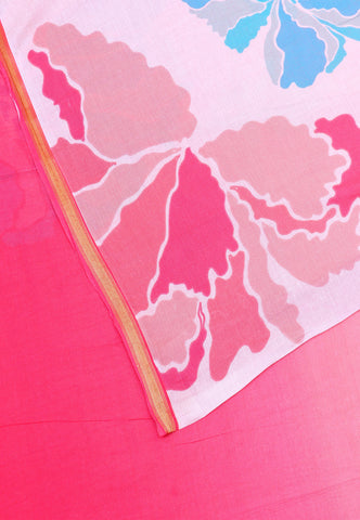 Malabari Digital Print Saree with Cream Colour and Border With Red Shade - (SA-564)