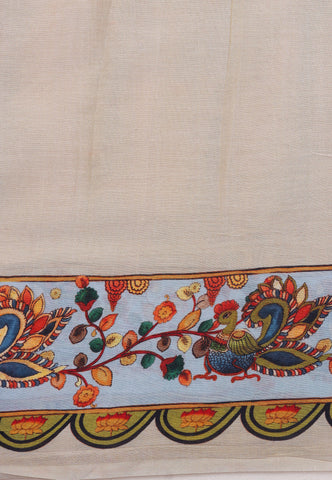 Malabari Digital Print Saree with Pink Colour and Border With Brown Shade-(SA-576)