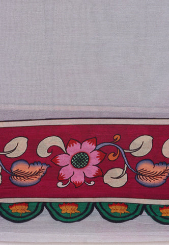 Malabari Digital Print Saree with Blue Colour and Border With Brown Shade-(SA-577)