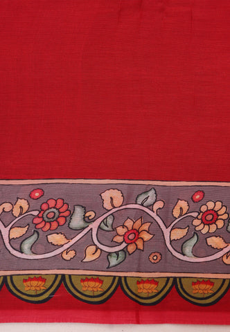 Malabari Digital Print Saree with Cream Colour and Border With Red Shade - (SA-565)