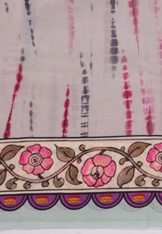 Malabari Digital Print Saree with Cream Colour and Border With Green Shade - (SA-566)