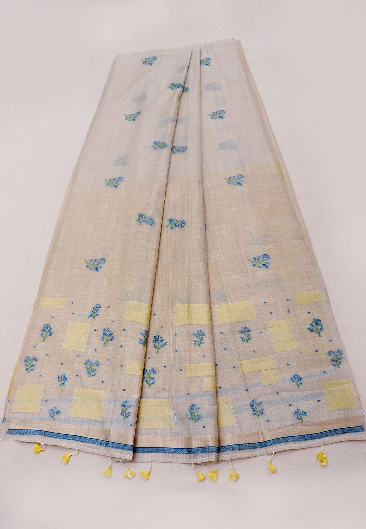 Samyoga Saree with Cream Colour and Border With Blue Shade-(SA-694)