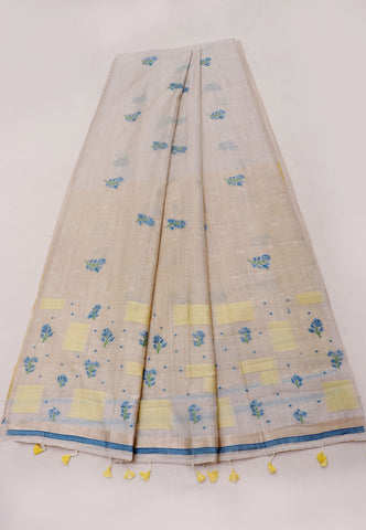Samyoga Saree with Cream Colour and Border With Blue Shade-(SA-694)