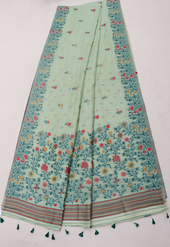 Samyoga Saree with Green Colour and Border With Red Shade-(SA-689)