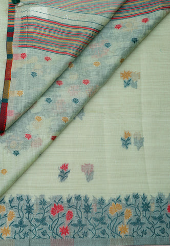 Samyoga Saree with Green Colour and Border With Red Shade-(SA-689)